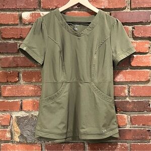 Jaanuu Olive Green Women's Top size small hospital scrub top‎